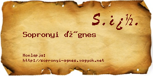 Sopronyi Ágnes névjegykártya